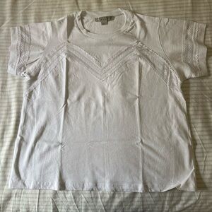 All Saints White Women’s T-Shirt with Lace Detail